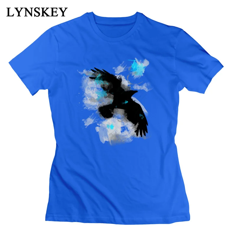 LYNSKEY Design Tops T Shirt New Design Round Neck Short Sleeve Blue Crow 100% Cotton Female T-Shirt Design Summer Autumn Clothing Shirt purple