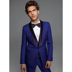 Индивидуальный заказ королевский синий платок нагрудные Для мужчин Костюмы Slim Fit 2 шт. жениха Смокинги для женихов свадебный костюм для Для