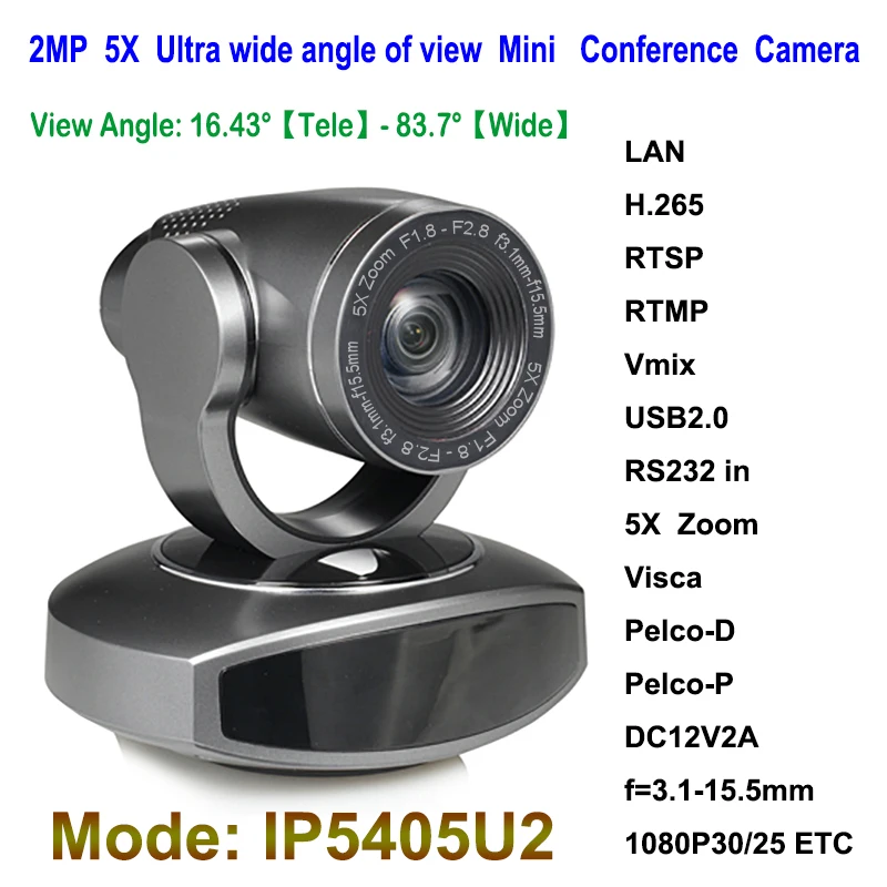 2.07MP 1080 P Full HD ip-видеоконференции USB2.0 PTZ Камера зум 5x широкоугольный 83,7 градусов