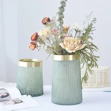 Креативное матовое старое стекло бутылка цветок украшение вазы медное кольцо Скандинавское стекло авторская ваза гостиная настольные вазы мягкий художественный Декор