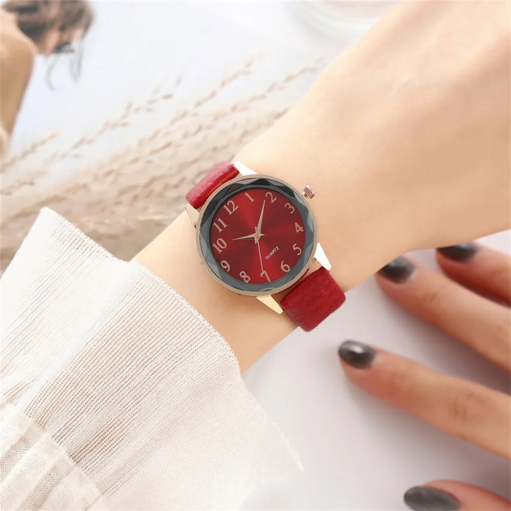 

Fashion Arabic Numerals Simple Ladies Women Watches New Arrival Gift Prismatic Glass Quartz Watch bayan saati horloge dames *L