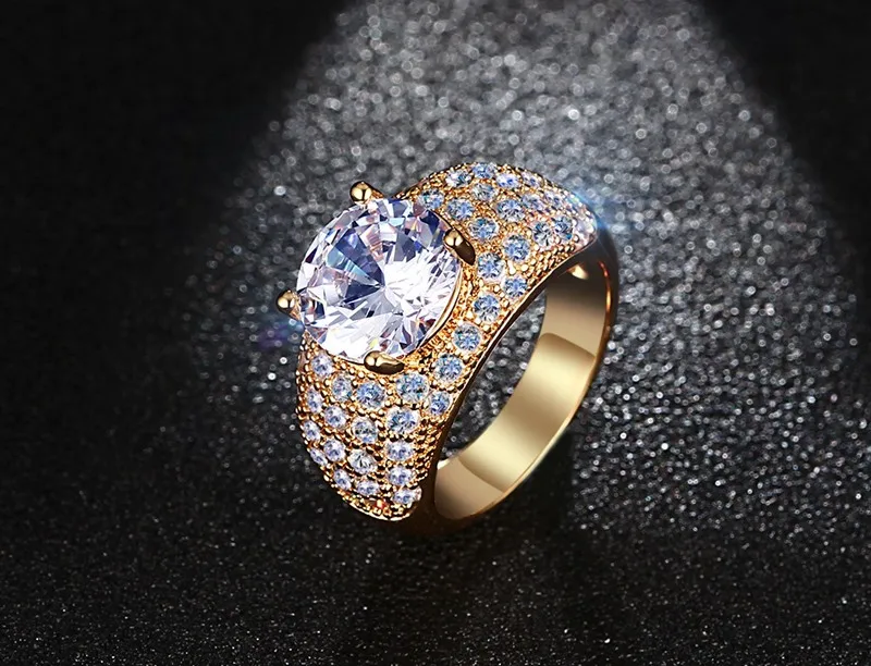 Meaeguet, винтажные кольца с фианитами для женщин, свадебные украшения, золотой цвет, большой круглый перстень