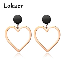 Пистолет черный диск с покрытием из другого металла& розовое сердце золотистого цвета серьги из нержавеющей стали ювелирные украшения большого размера Brincos E18088