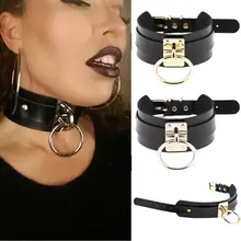 Черное готическое колье, сексуальное колье из искусственной кожи, Панк ошейник с камнем, связывание, готическое украшение, вечерние украшения, ожерелье, аксессуары