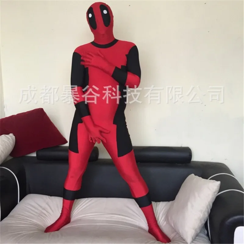 Высокое качество Красный взрослых Дэдпул Zentai костюм показывает супергероя Косплэй карнавал для вечеринки Mandy Хэллоуин Косплэй полный Средства ухода за кожей костюм