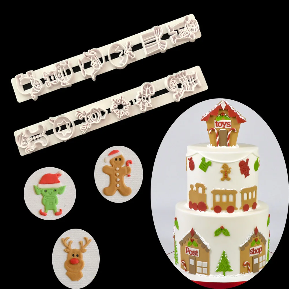 2018 Hot 2pc Set Christmas Sugarcraft Fondant Biscuits