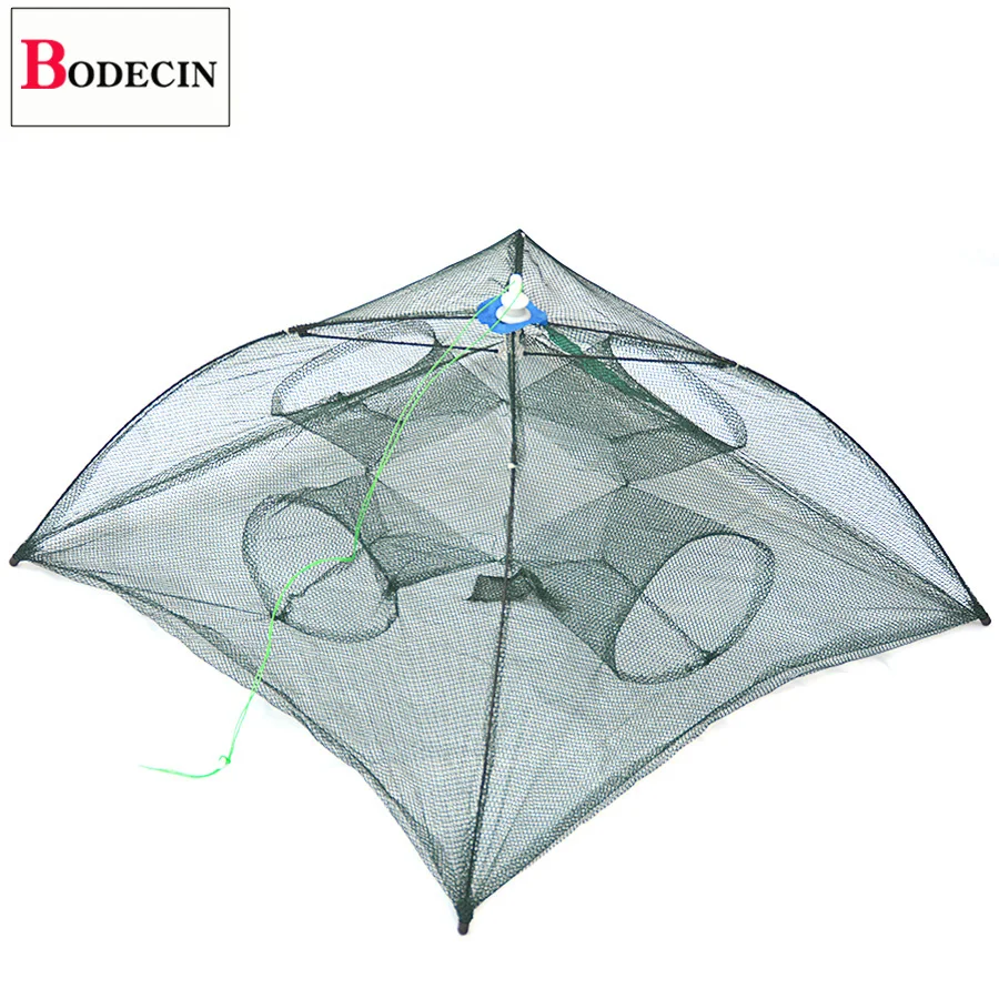 Folded Portable 4 Holes Fishing Casting Net Nylon Network Casting Crayfish Catcher Bait Fish Trap Cages Crab Mesh Nets China (1)