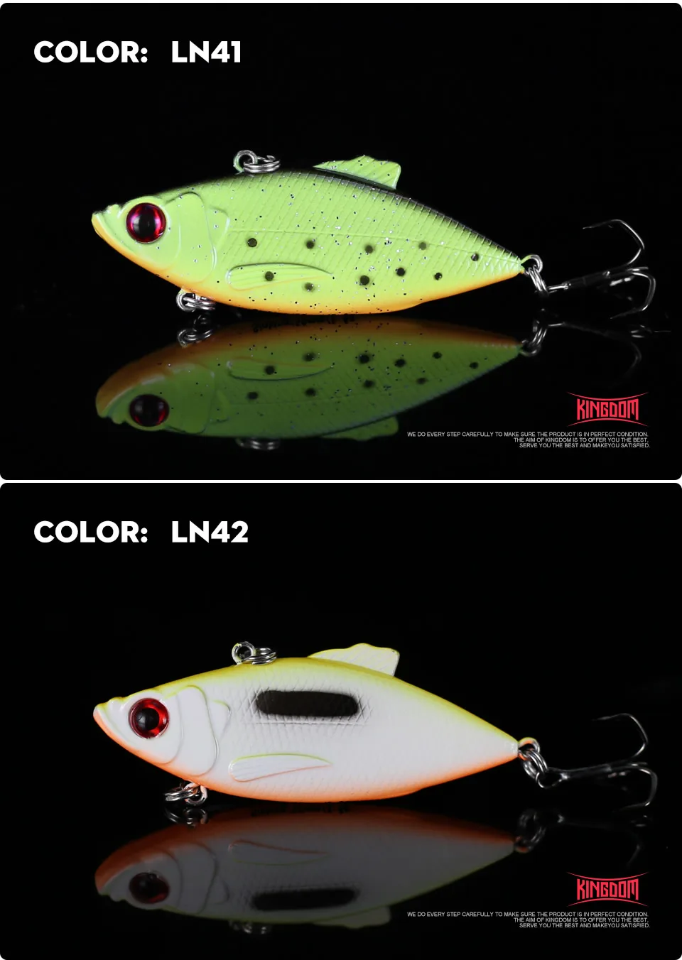 Kingdom Fishing Lures 50m 5.6g, 65mm 10.5g Crankbaits Fishing Small Leaves VIB Vibration Fishing Bait Tackle VMC Hook Hrard Lure (9)