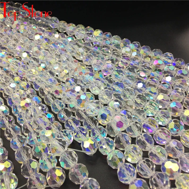 TopStone 5000 Glass Round Sew on Rhinestone AAA Crystal Clear AB Color