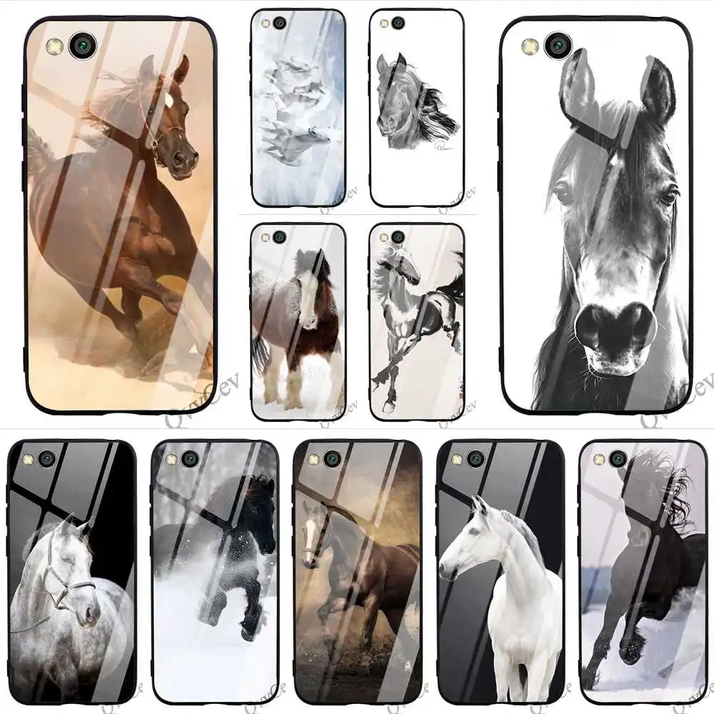 

Print Running Horse Tempered Glass Phone Cover for Xiaomi Mi 8 Lite Case A1 A2 9 F1 Redmi Note 5 Pro 4X 6A 7 6 Backshell