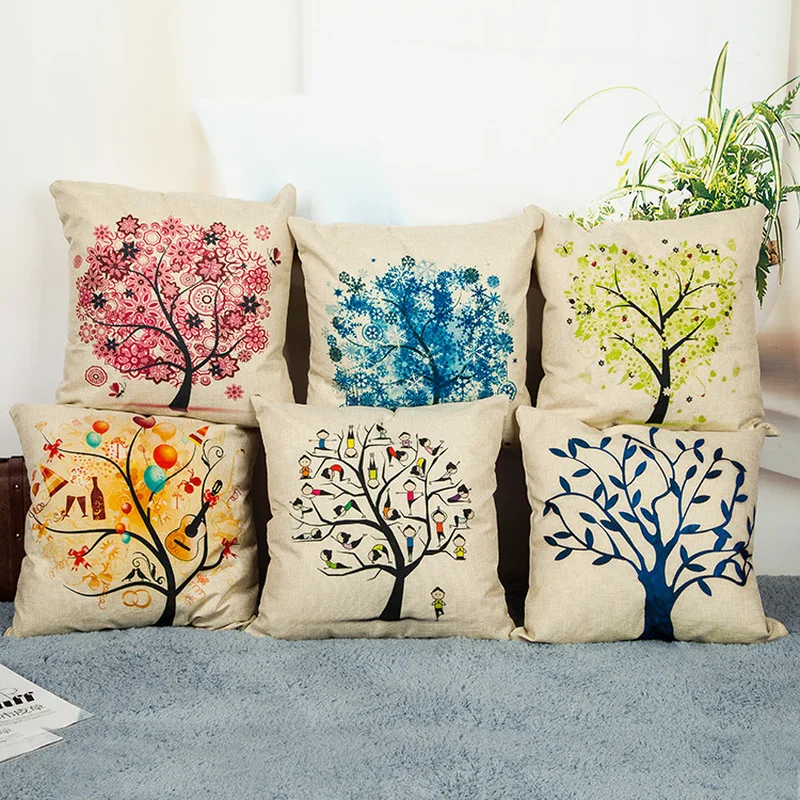 

Fashion Colorful Trees Case Pillow Case 11 Color Polyester Throw Pillow Case Decorative Pillowcases Cover Home Hotel Home