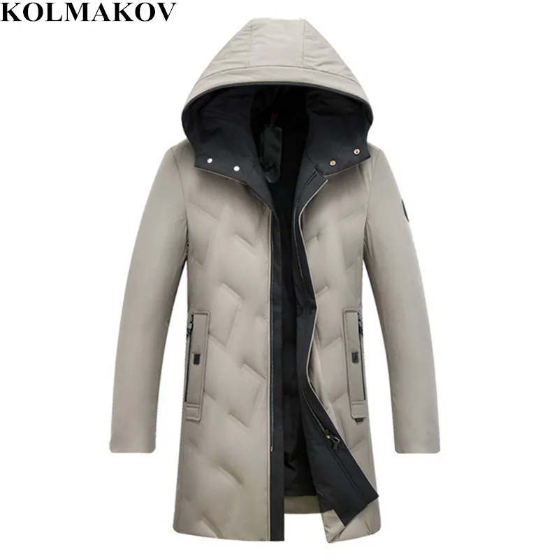 KOLMAKOV Men's Clothing 2018 New Winter Mens 90% Duck Down Hooded Parkas Male M-4XL Thick Hiking Jackets Parka Long Coats Homme