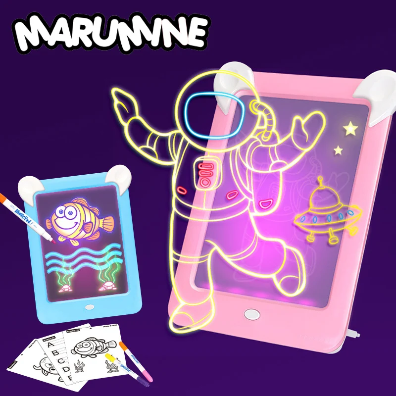 

Marumine 3D Magic Drawing Pad Writing Board Sketchpad Tablet Creative Kids Pen Gift LEDs Lights Glow Art Drawing Toys