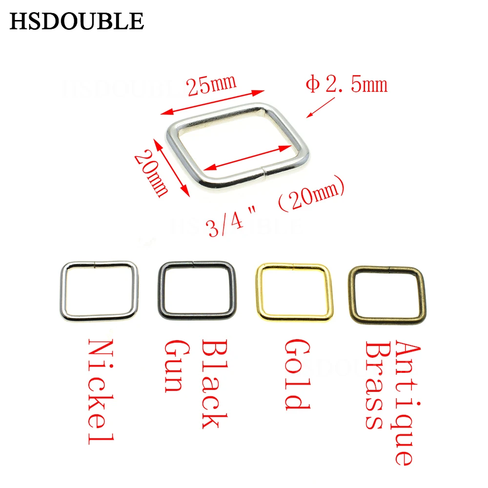 Metal Wire Formed Rectangle Ring Loops for Webbing 10 12 15 20 25 32 38mm 