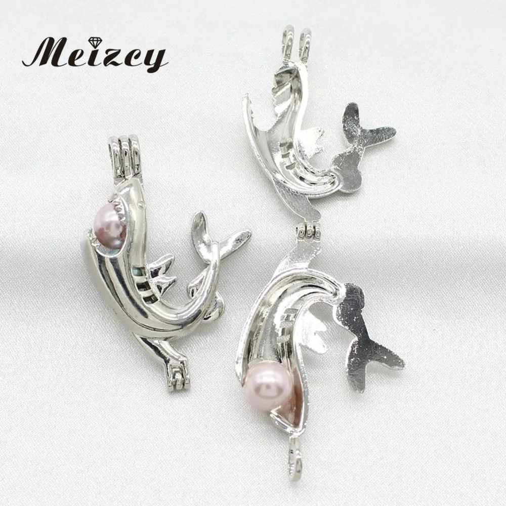 

10pcs Shark Pearl Cage Stainless Steel Tone Essential Oil Diffuser Bead Locket Pendants for Perfume Aroma Necklace Making