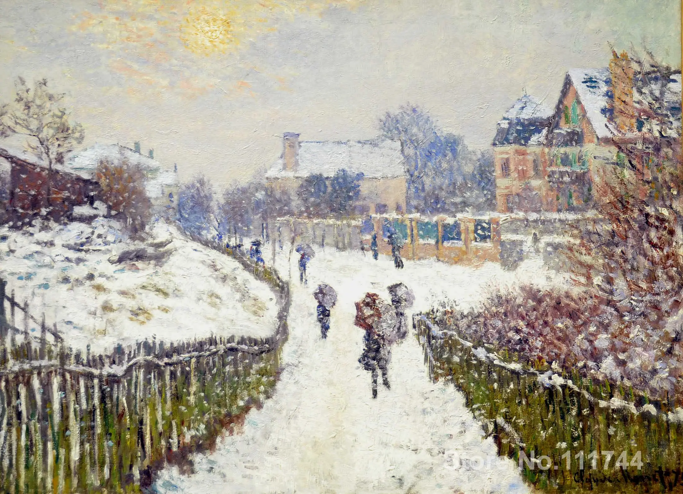 

large canvas wall art Boulevard Saint Denis Argenteuil in Winter by Claude Monet High Quality Hand painted