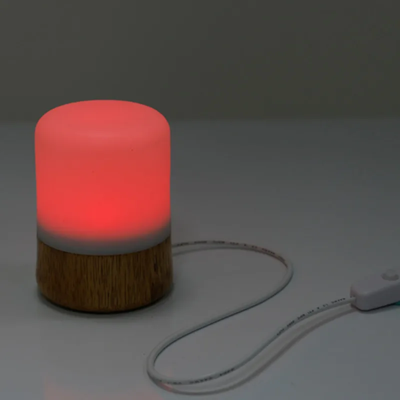 Деревянный светодиодный ночник USB Силиконовая настольная лампа изменение цвета с пультом дистанционного управления для детей Детская атмосфера украшения
