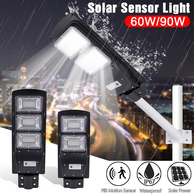 6090W LED Solar Street Light PIR Motion Sensor Led Lamp Wall Timing Lamp IP67 Waterproof Solar Panel Lamparas 40MR11 (1)