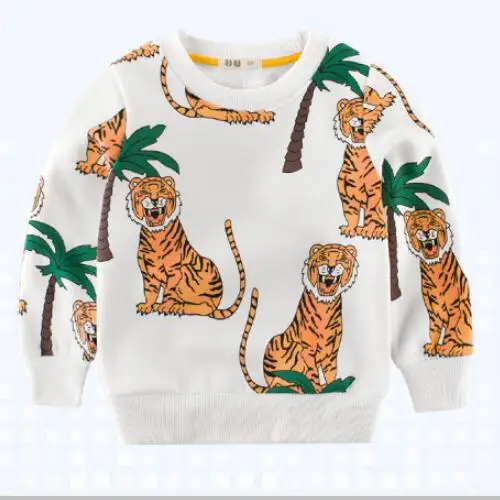 

2-8Years Kids Toddler Clothes Boys&Girls Autumn T-Shirt Print Tiger Warm Outwear for Children Unisex Retail