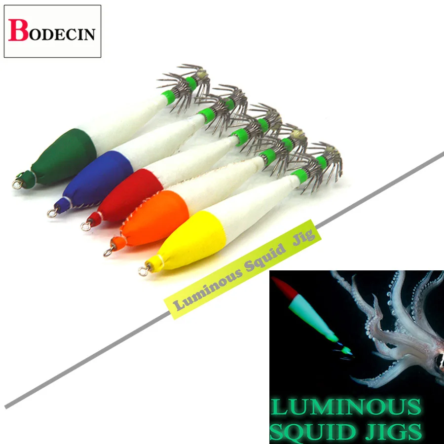

5PCS Squid Jigs Saltwater Night Fishing Luminous Lure Hook Peche Sea Octopus Lighted Plastic Artificial Bait For Fishing China
