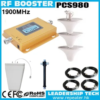 

Cover 1200m2 PCS980 1900mhz 3G LCD cellular mobile/cell phone signal repeater booster amplifier detector splitters with antennas