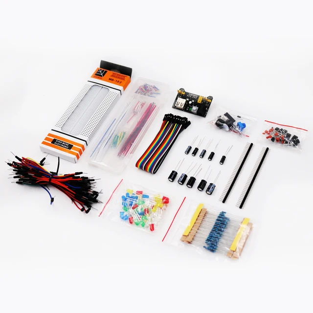 Electronics fun Kit Power Supply Module, Jumper Wire, 830 Breadboard Starter Kit for Arduino 5