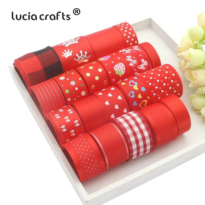 

20Yards 10-40mm Red Grosgrain Organza Satin Ribbons for Wedding Christmas Party Headwear Wrapping Decorate Materials Q0216