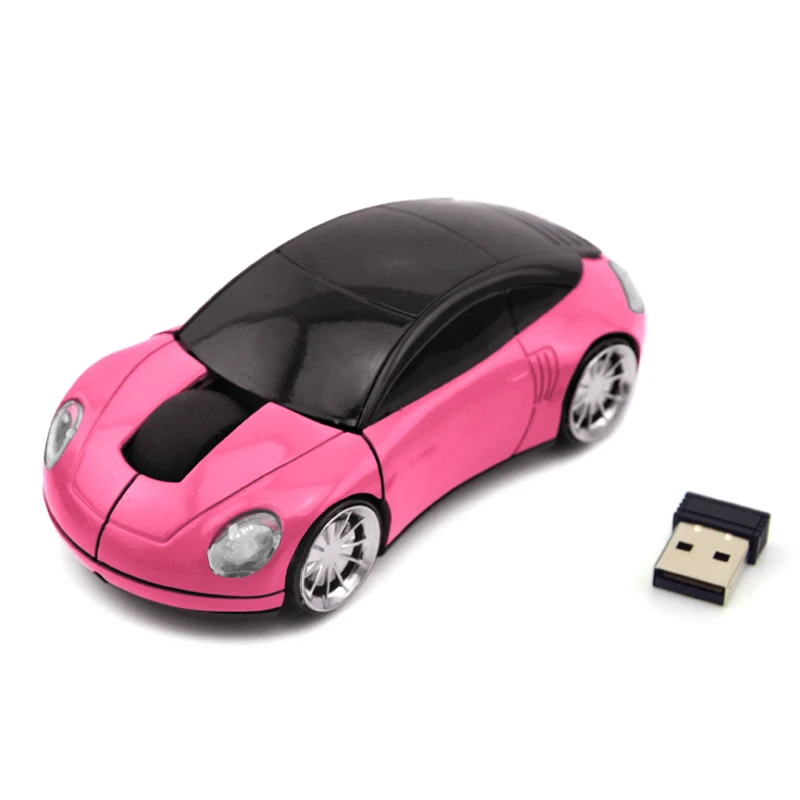 2,4 ГГц 1600 dpi беспроводной приемник usb-мыши свет светодиодный супер автомобиль форма для ноутбука ноутбук ПК компьютер для Macbook - Цвет: Розовый