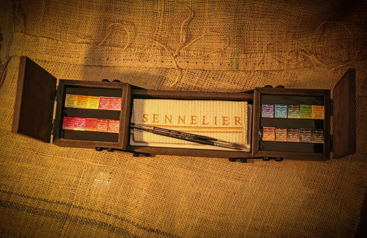 Sennelier уровень Expert Твердые акварельные краски 20 цветов складные деревянные подарочные коробки набор