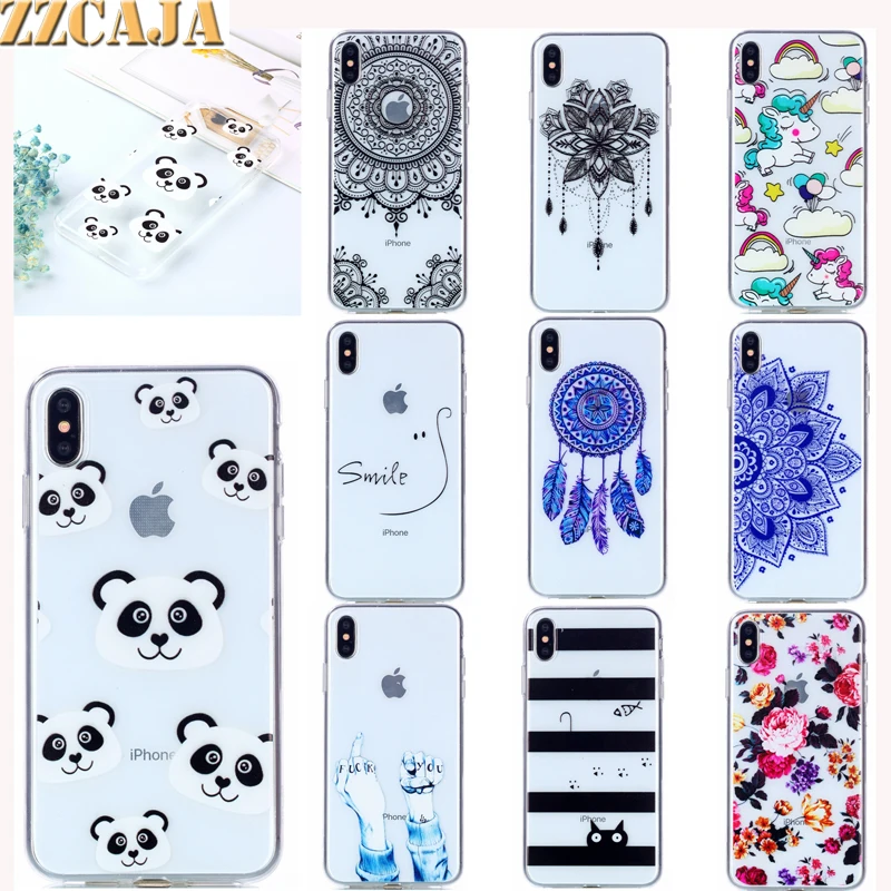 

Printed Transparent Pattern Fundas Case For iPhone X XS Max XR Case Silicon Coque For iPhone SE 5 6 6S 7 8 Plus Case Soft Cover