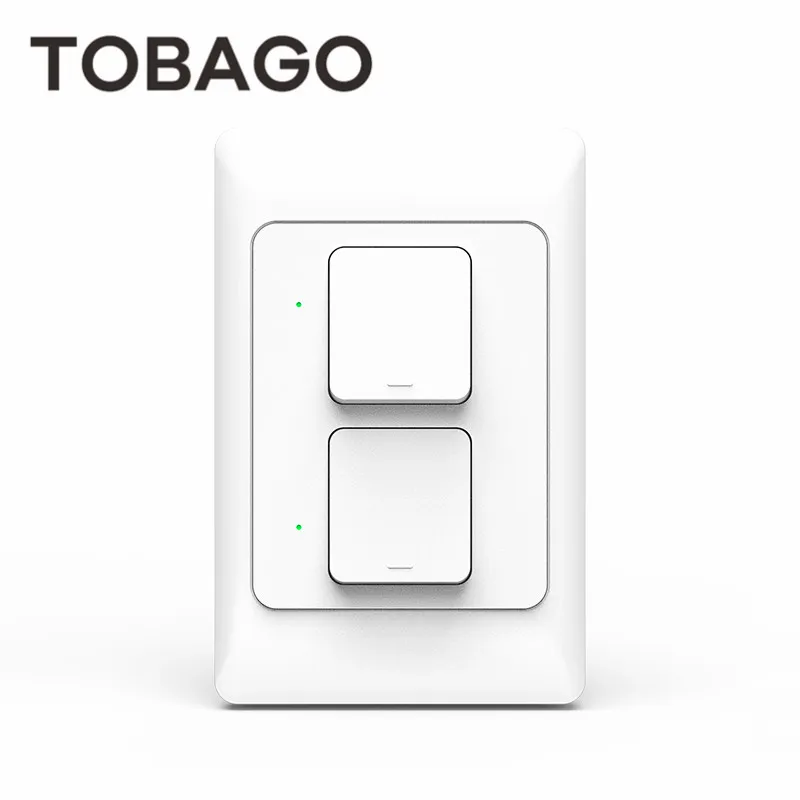 TOBAGO Wi-Fi кинетический светильник переключатель система автоматизации умного дома, США AU 1 2 3 банды беспроводной настенный переключатель управления Smart Life Tuya - Цвет: 2 gang