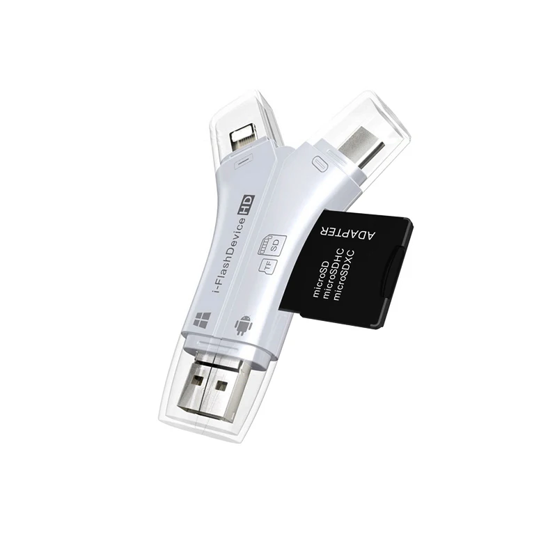 Y Шаблон 4 в 1 Тип-c/Lightning/Micro USB/USB 2,0 картридер SD TF картридер для Android iPad/iPhone 7 plus OTG читатель