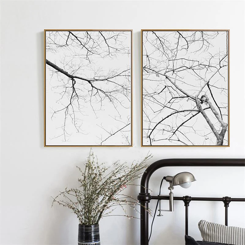 

HAOCHU Canvas Painting Fashion Modern Branch Ink Print Wall Art Poster Home Decoration Painting For Living Room Bedroom