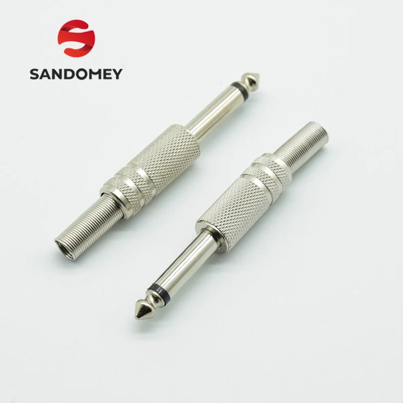 

2pcs 6.35mm / 6.5mm 2Pole Mono Amplifier Plug 6.35 / 6.5 Metal Microphone jack plug-in Audio Connector for KTV