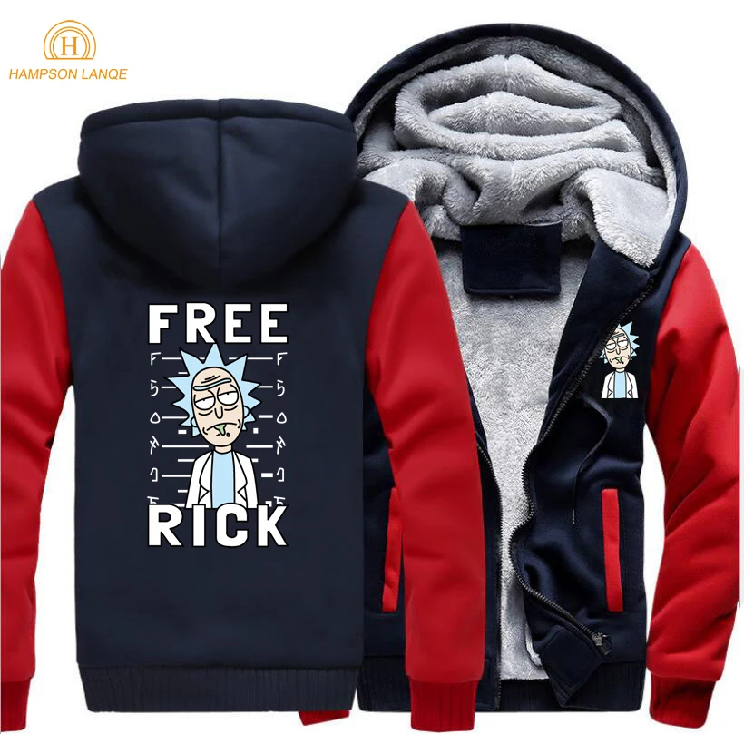 

Anime Rick and Morty Funny Clothing 2019 Spring Winter Hoodies Men Warm Thicken Sweatshirt Morty Hooded Fashion Men's Jacket