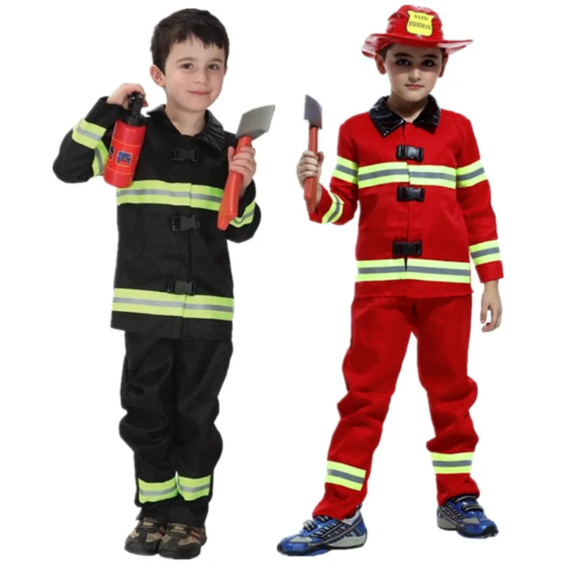 

New High Quality Kids Sam Fireman Cosplay Costume Child Halloween Firefighter Fancy Party Wear Cosplay Fireman