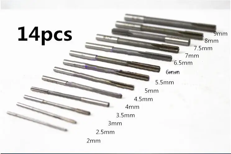 

14pcs HSS Straight Shank D4 Machine Reamers H7/H8 Chucking Reamer 2/2.5/3/3.5/4/4.5/5/5.5/6/6.5/7/7.5/8/9mm