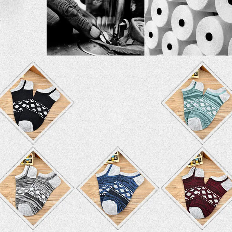 Men's Short Socks Stripe Retro Ethnic Style Male Ship Socks Low Cut Ankle Socks Cotton Breathable Comfortable Sports Socks Summer (3)