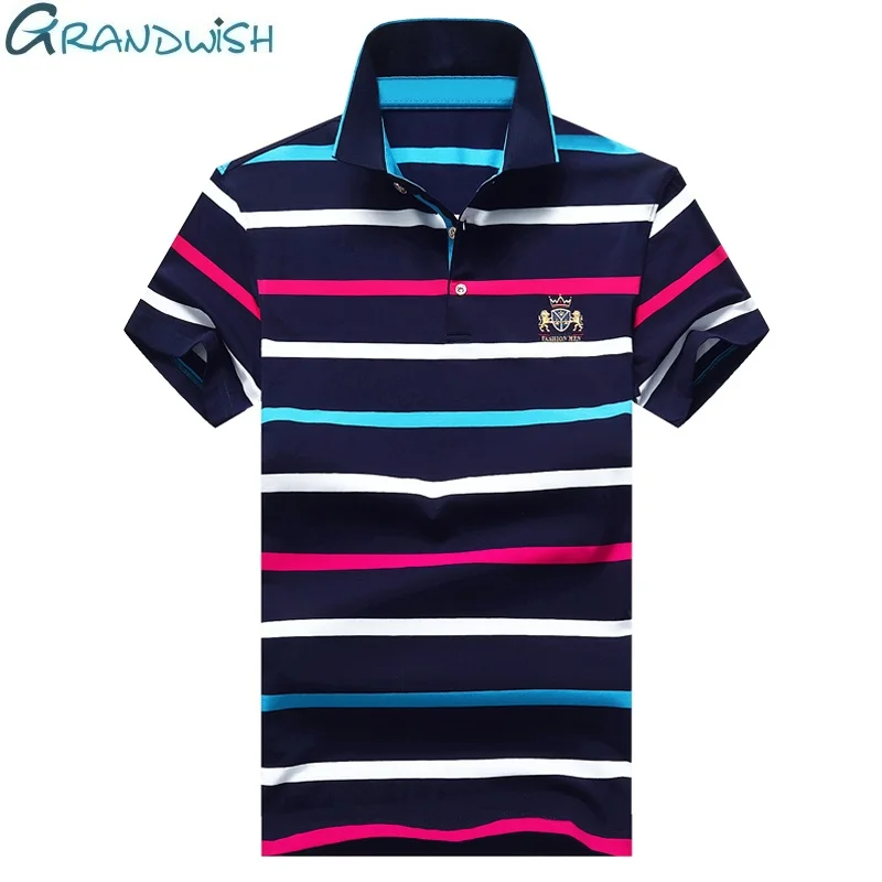 

Men Breathable Casual Polos Shirts Short Sleeve Polo for Male Cotton Blend Striped Male Slim M-4XL Men Clothing for Summer,ZA203