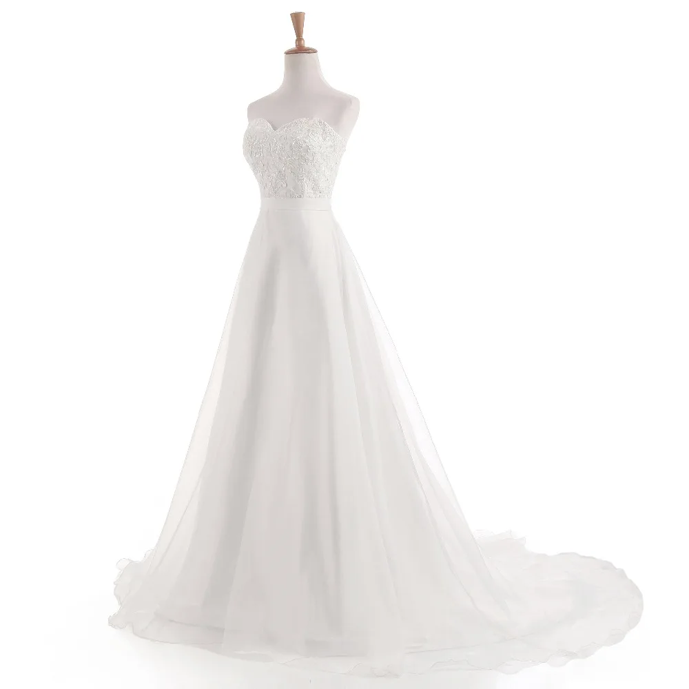 White/ivory Chiffon Embroidery Beach A-line Wedding Dress