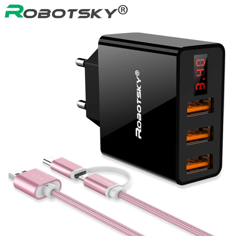 Upgrade 3 Port Usb Wall Charger 3.4A Led Display Universal Travel Charger Adapter For Mobile Phone Iphone Xiaomi Ipad Us Eu Plug Upgrade 3 Port Usb Wall Charger 3.4A Led Display Universal Travel Charger Adapter For Mobile Phone Iphone Xiaomi Ipad Us Eu Plug