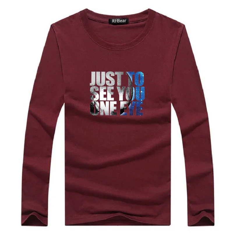 

RFBear Brand 2018 Cottn T Shirt Men Long Sleeved T-Shirt Male High Quality Men's Letter Print Fashion Tops tshrit