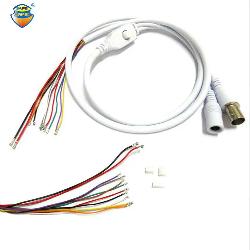 

(10PCS) 70cm BNC Video DC12V Power OSD Control Pigtail Cable Analog CCTV Camera Module Board Menu Button end cable, black, white