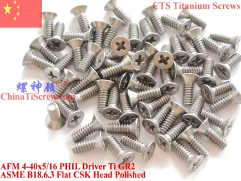 

Titanium screws 4-40x5/16 Flat CSK Head 1# Phillips Driver Ti GR2 Polished 50 pcs
