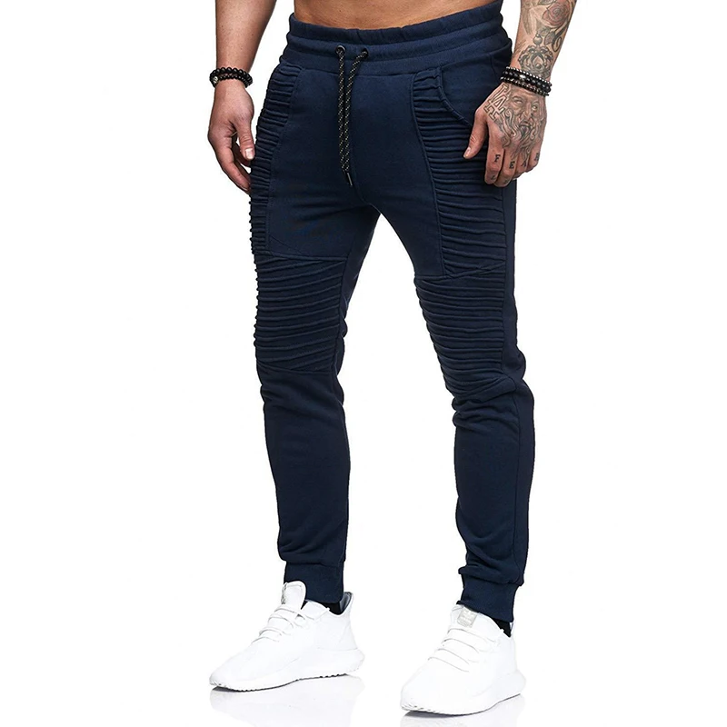الربيع الخريف السراويل الترنك الرجال الهيب هوب ضئيلة ركض بلون مخطط اللياقة البدنية Sweatpants مرونة الخصر الرجال السراويل MY049