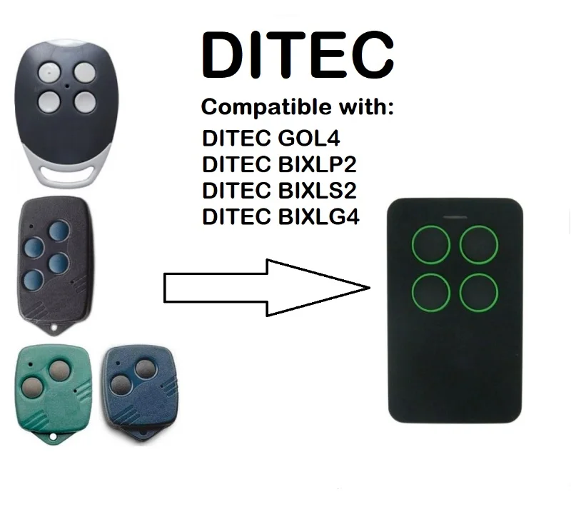 

DITEC GOL4, BIXLP2, BIXLS2, BIXLG4 Compatible Remote Control 433.92MHz.