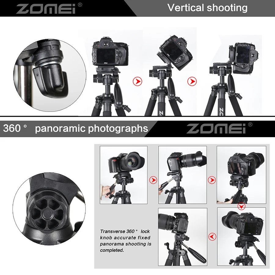 Портативный мини-штатив Zomei Q111 из алюминиевого сплава для DSLR камеры, Профессиональный светильник, компактная подставка для путешествий