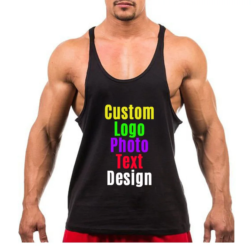 

Men Tank Tops Custom Logo Photo Text printed Team cotton Sleeveless Tees Sexy Solid DIY Male Man Boy Top shirts 2XL singlets tee