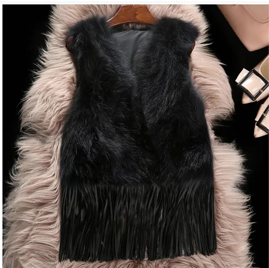 

Womens Short Setcion Imitation Fox Fur Vest Patchwork Autumn Spring Faux Fur Vest Coats Female Large Size Casual Waistcoats K447