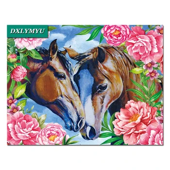 

Diamond Painting Cross Stitch Flowers love horse cou Crystal Mosaic Diamond Sets Unfinish Decorative Full Diamond Embroidery